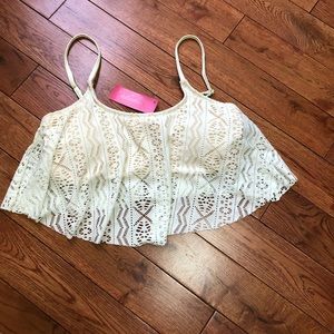 Ivory lace top swimwear